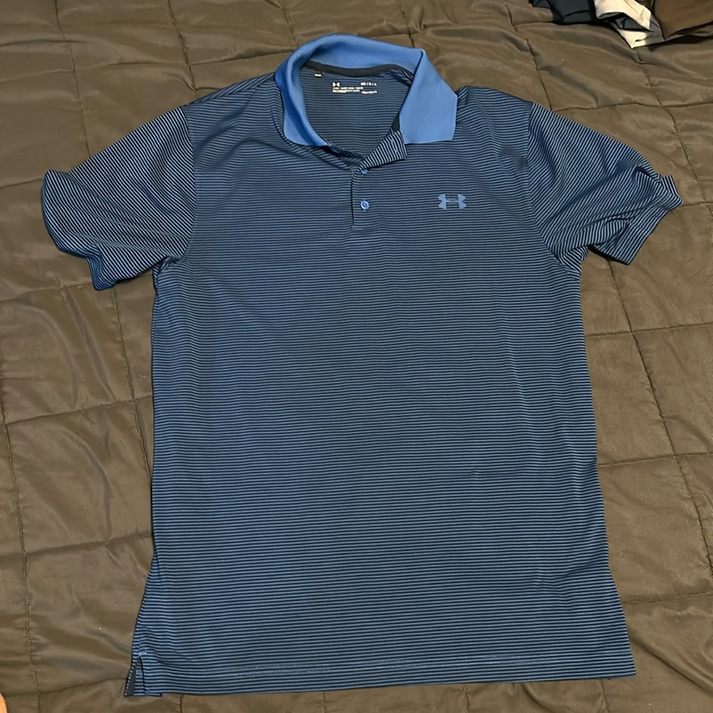 Blue striped Under Armour Golf Polo